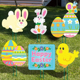 8-Pack Easter Bunny Yard Signs for Outdoor Decor
