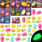 JOYIN 36-Pack Valentine's Day Gift Cards with Glow-in-the-Dark Mochi Squishy Toys (9 Designs)
