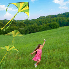 3-Pack Big Delta Kite Set (Green, Blue, Rainbow) with 262.5ft Kite String