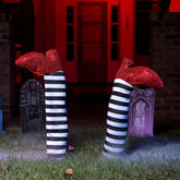 Witch Legs with Stakes - Red Shoes & Black and White Stripe (2 Pcs)