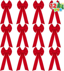 12-Pack Christmas Red Velvet Bows for Wreaths