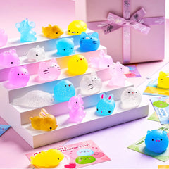36 Packs Valentine's Day Gift Cards with Glitter Mochi Squishy Toys