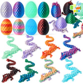8 Pack 3D Printed Articulated Dragon Eggs with Colorful Dragons, Easter Party Favors for Kids