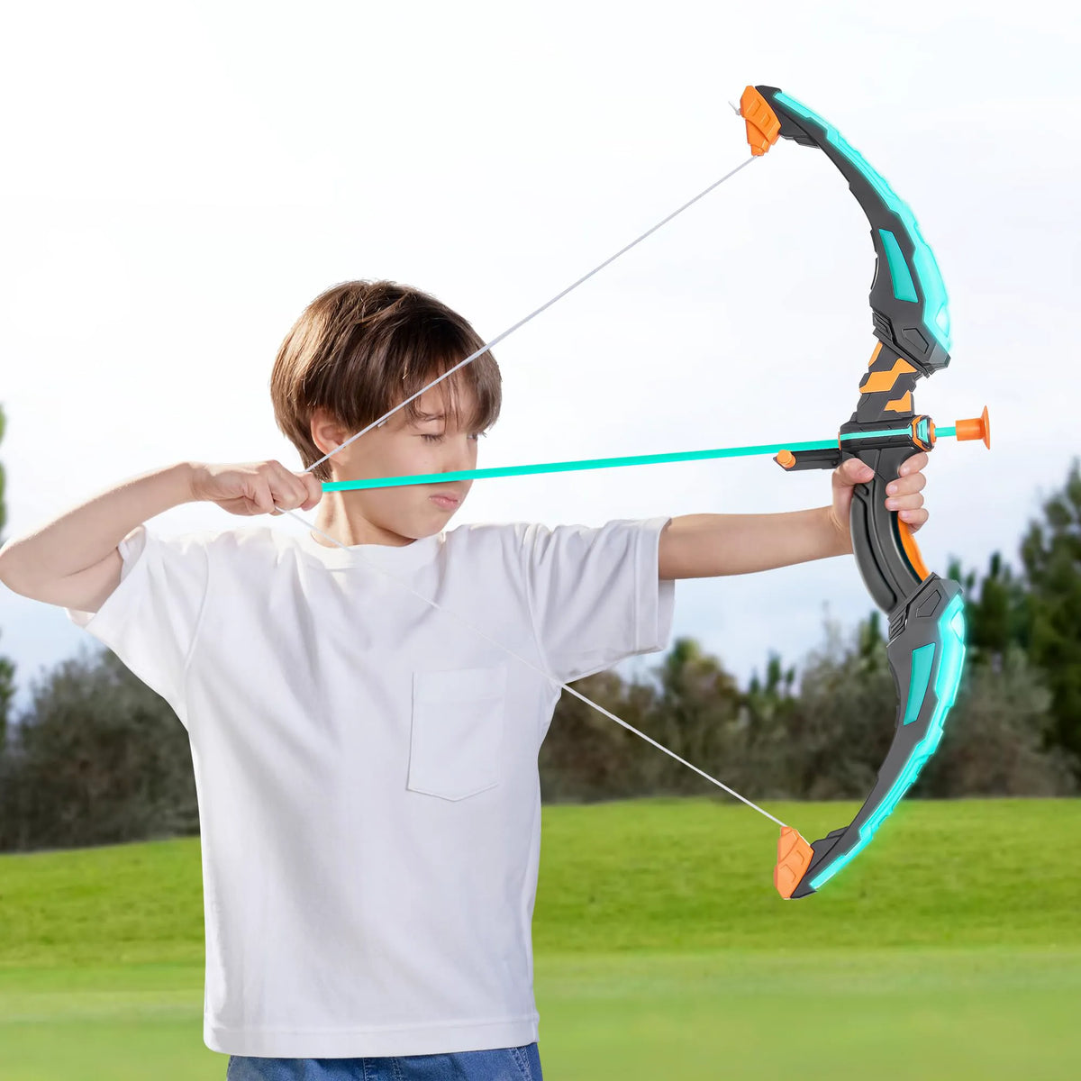 Kids LED Light Up Bow and Arrow Set - Aqua Blue