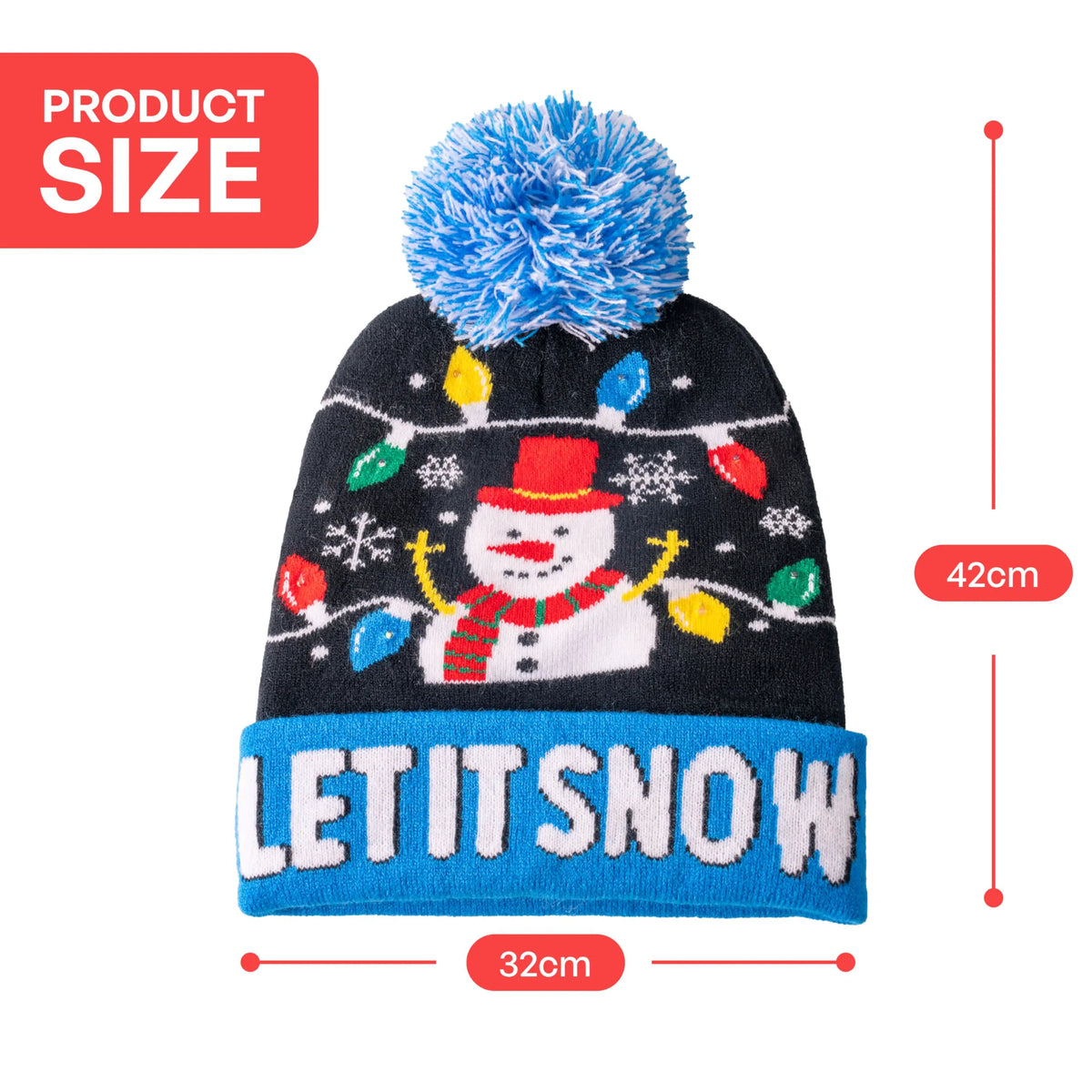 Light-Up Knitted Snowman Christmas Beanie