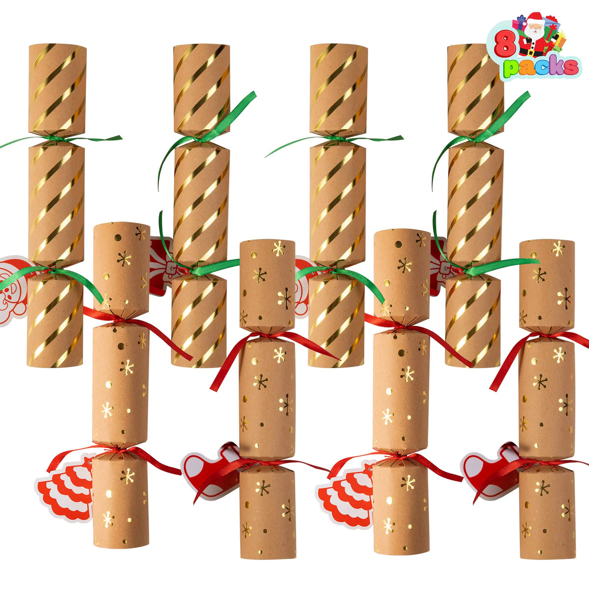8-Piece Kraft Christmas Cracker Set