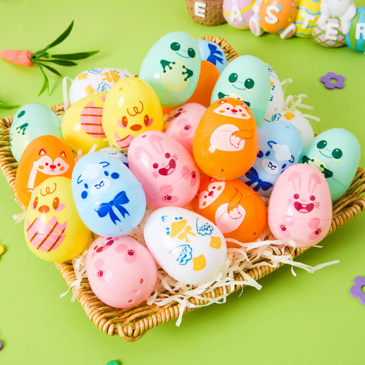 24 Multicolor Plastic Animal Easter Eggs
