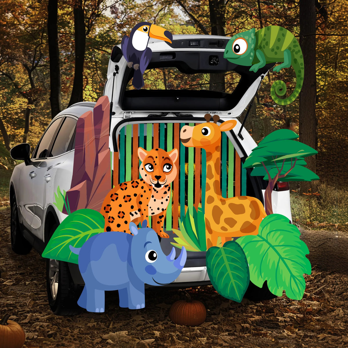 Jungle-Themed Halloween Trunk-or-Treat Decoration Kit