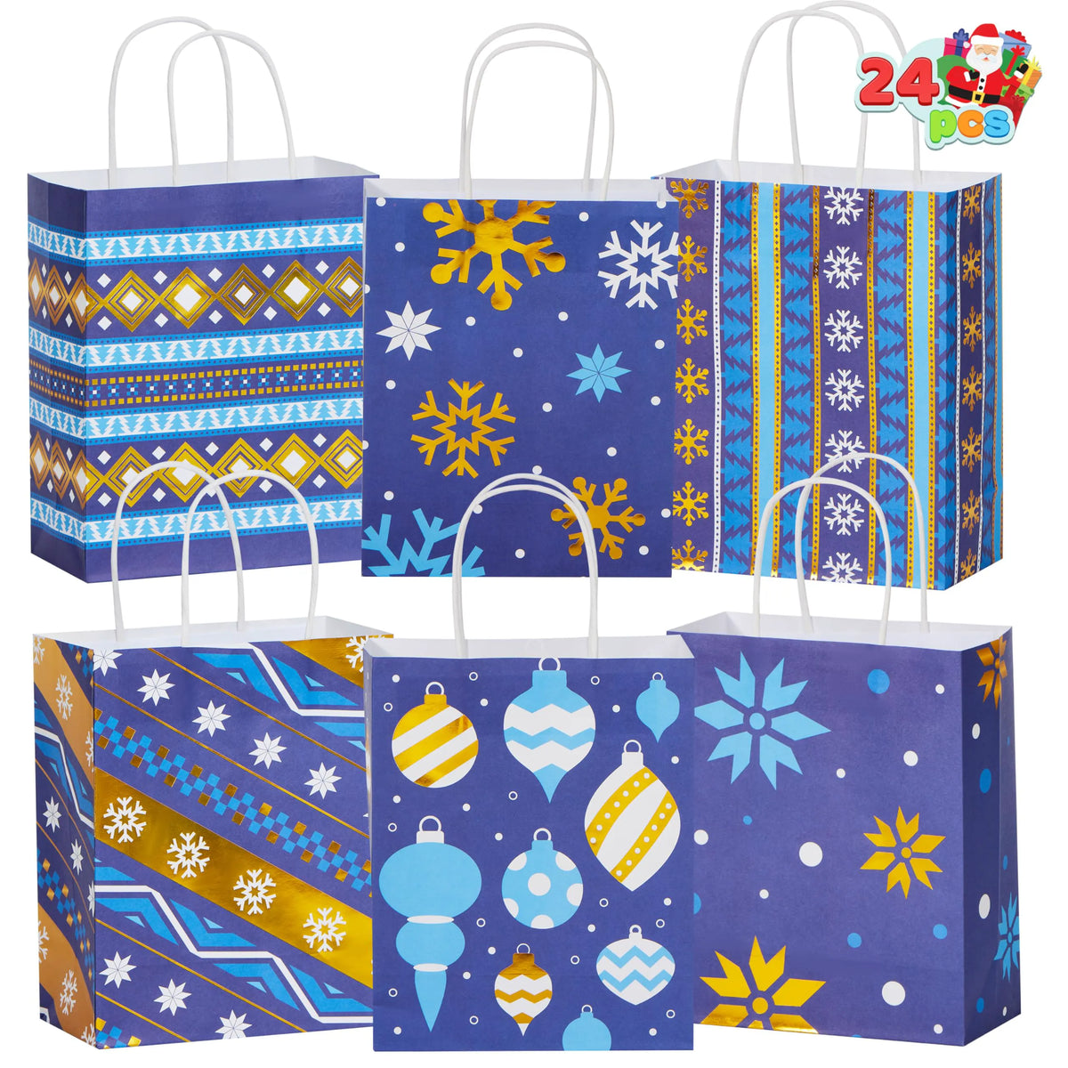 24 Pack Christmas Kraft Gift Bags