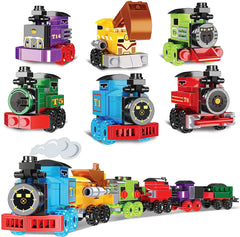24 Prefilled Hearts with Train Building Blocks and Valentine's Day Cards for Kids - Classroom Exchange Gifts