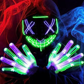 LED Multi Color Scary Mask and Gloves (Green & Purple)