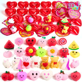 JOYIN 28-Pack Valentine's Day Heart Gift Cards with Mochi Squishy Toys and Heart Shells