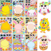 36 PCS Easter Make-a-Face Stickers with Chick, Bunny, Sheep, and Egg Patterns