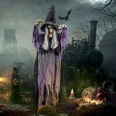 72-Inch Hanging Talking Witch with Light-Up Eyes
