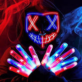 Halloween LED Mask with Light-Up Gloves (Blue & Red)