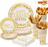 168-Piece Thanksgiving Paper Plates Set
