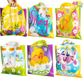 JOYIN 48 Pack Easter Drawstring PE Bags - Bunny & Chick Easter Treat Bags for Kids Party Supplies