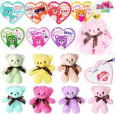 28 Pack Valentine's Day Gift Cards with Bear Plush Toys