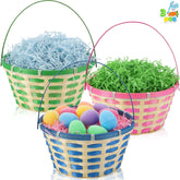 Easter Woven Goodie Baskets with Handles, 3-Pack for Egg Hunts