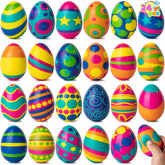 JOYIN 24 Pack Colorful Easter Squishy Eggs - Squeeze Stress Relief Fidget Toys for Kids, Easter Party Supplies