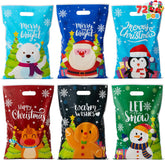 72 PCS Christmas Plastic Goodie Bags with Handles