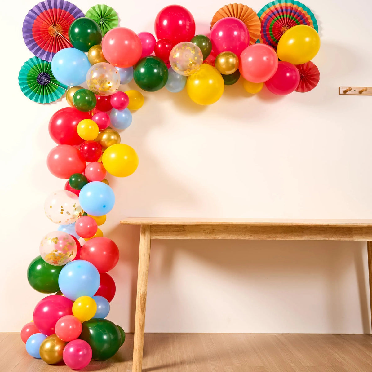 96-Piece Mexican Fiesta Colorful Party Decoration Set with Balloons