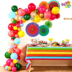 96-Piece Mexican Fiesta Colorful Party Decoration Set with Balloons