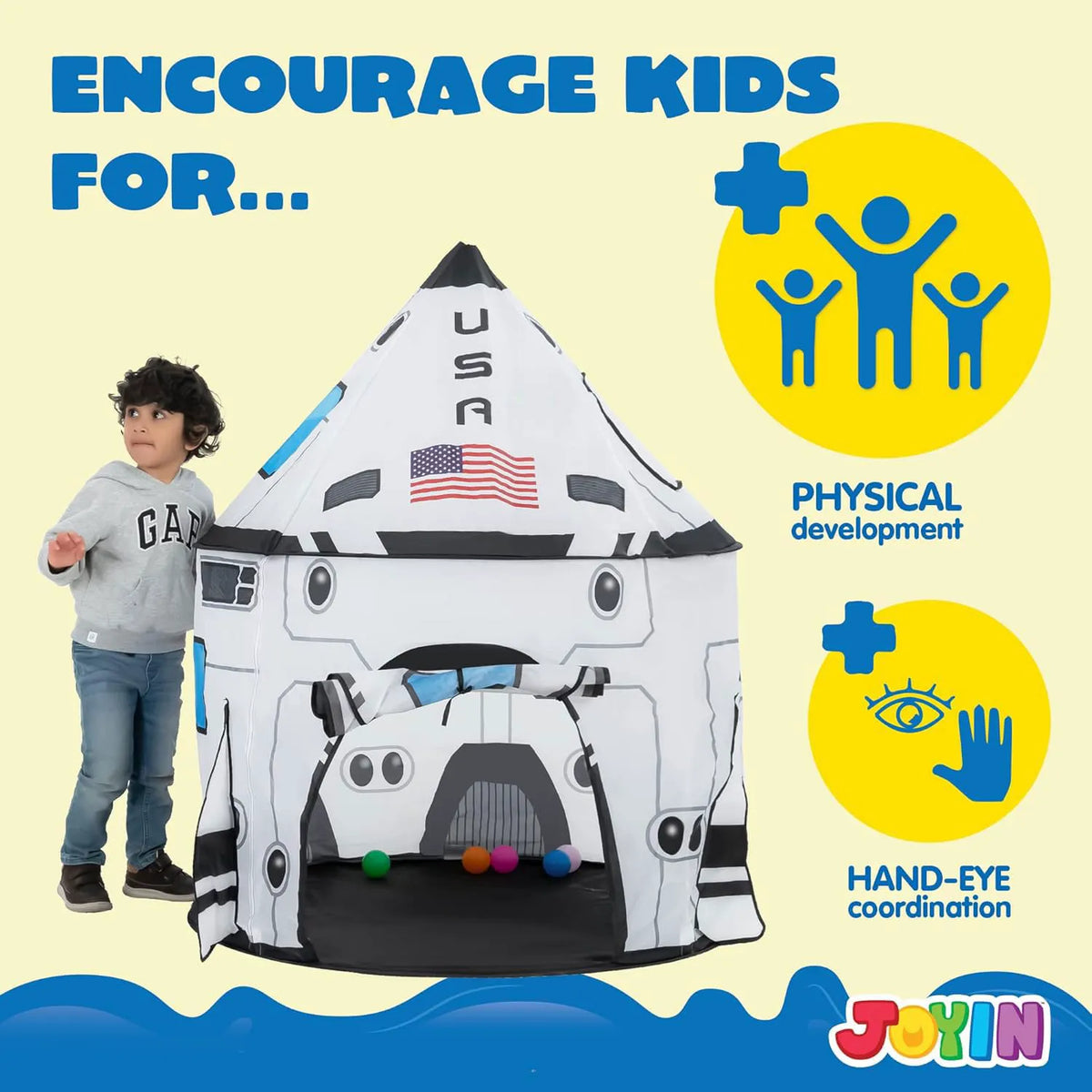 Kids Rocket Ship Pop-Up Play Tent