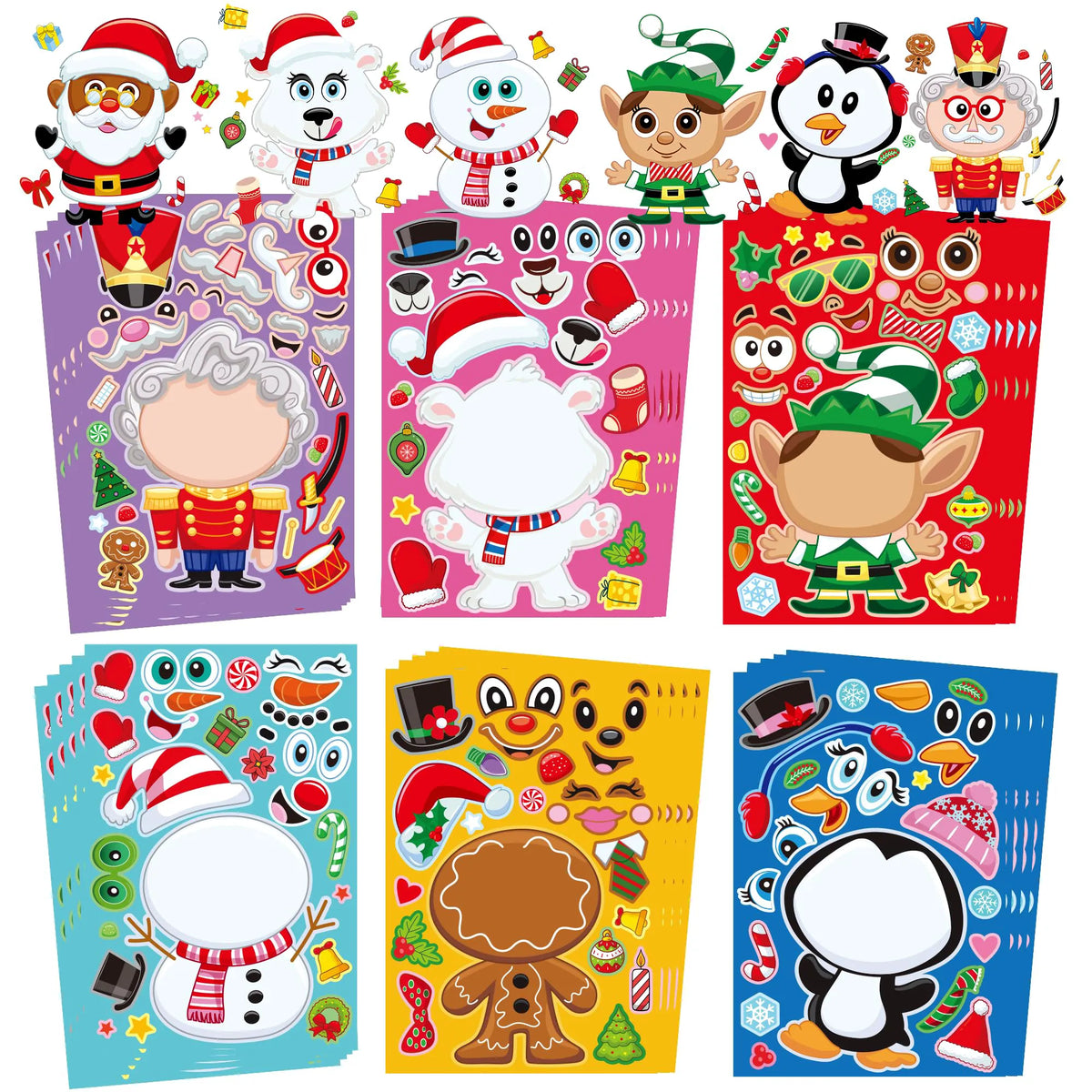 24 Christmas Make-a-Face Stickers