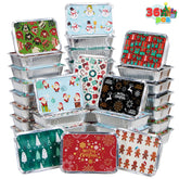 36-Pack Christmas Foil Containers with Lids