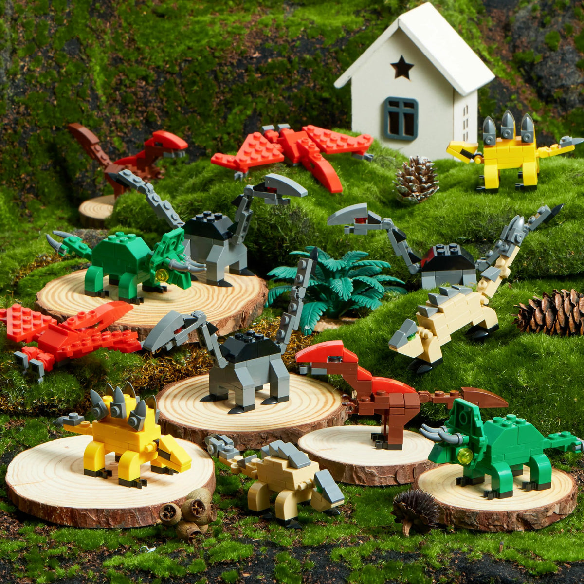 24 Pack Valentine's Day Cards with Dinosaur Building Blocks for Gifts and Party Favors
