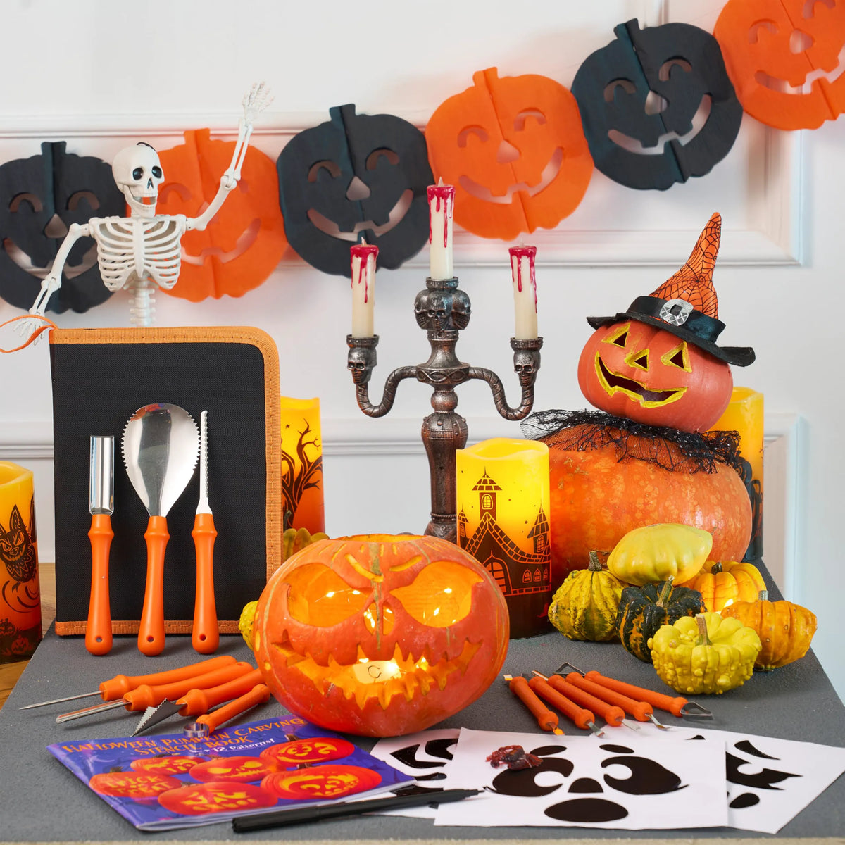 12-Piece Halloween Pumpkin Carving Kit, Professional Carving Set with Carrying Bag