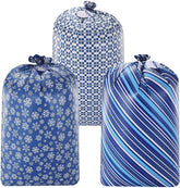 Large Holiday Plastic Gift Bags, Blue, 3 Count