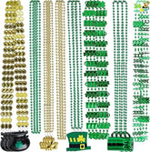 JOYIN 72 Pcs St. Patrick's Day Necklaces Set with Shamrock, Beer Mug, Hat, Pot, Gold Coin Elements