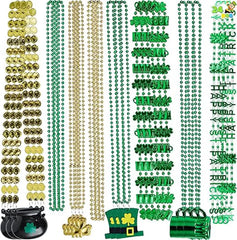 JOYIN 72 Pcs St. Patrick's Day Necklaces Set with Shamrock, Beer Mug, Hat, Pot, Gold Coin Elements