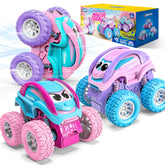 3 Pack Monster Truck Toys - Friction Powered Pull Back Cars