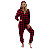 Adult Christmas Plaid Fleece Full-Zip Hoodie Pajamas