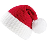 Adult Knit Christmas Santa Beanie Hat with Pom-Poms