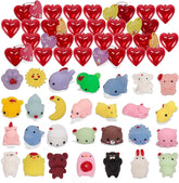 28-Pack Mochi Squishies with Valentine's Day Cards for Kids Classroom Exchange Gifts