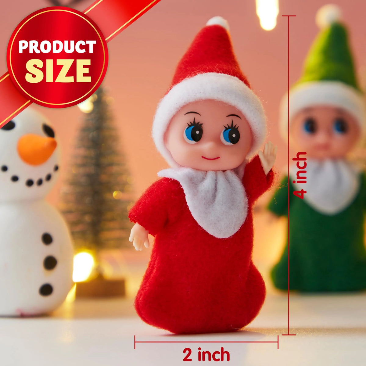 Christmas 2-Piece Tiny Elf Doll Set - 1 Red & 1 Green Elf