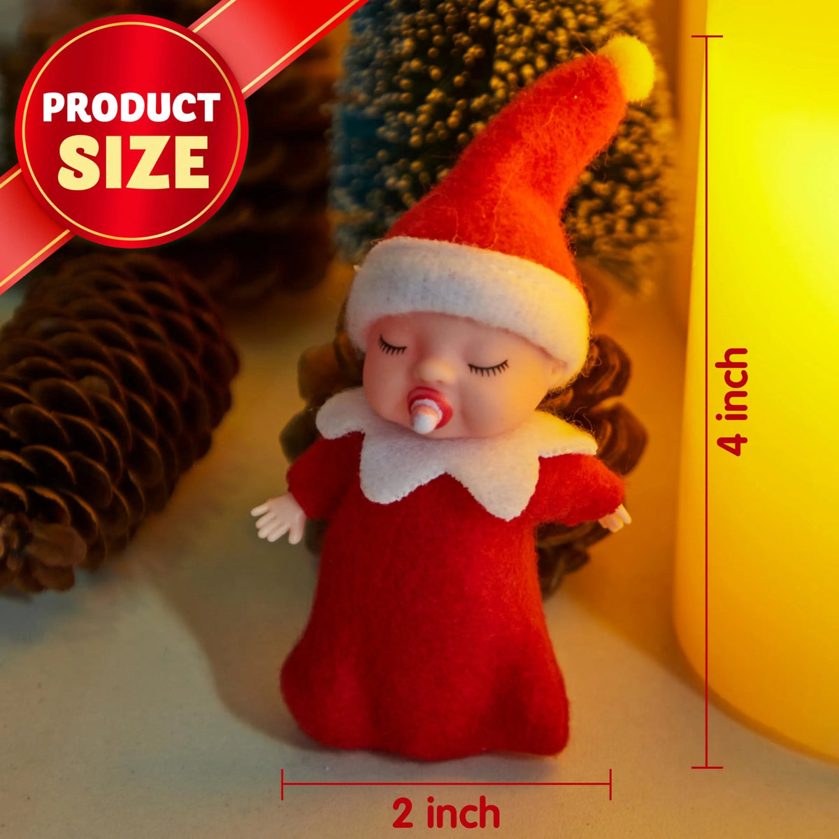 Christmas 2-Piece Tiny Elf Doll Set: 1 Red & 1 Green Elf Doll with Teats