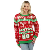 Funny Santa Long Sleeve Ugly Christmas Sweater with Candy Cane Lights
