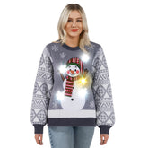 Women's Christmas Novelty LED Light Up Snowman Ugly Sweater