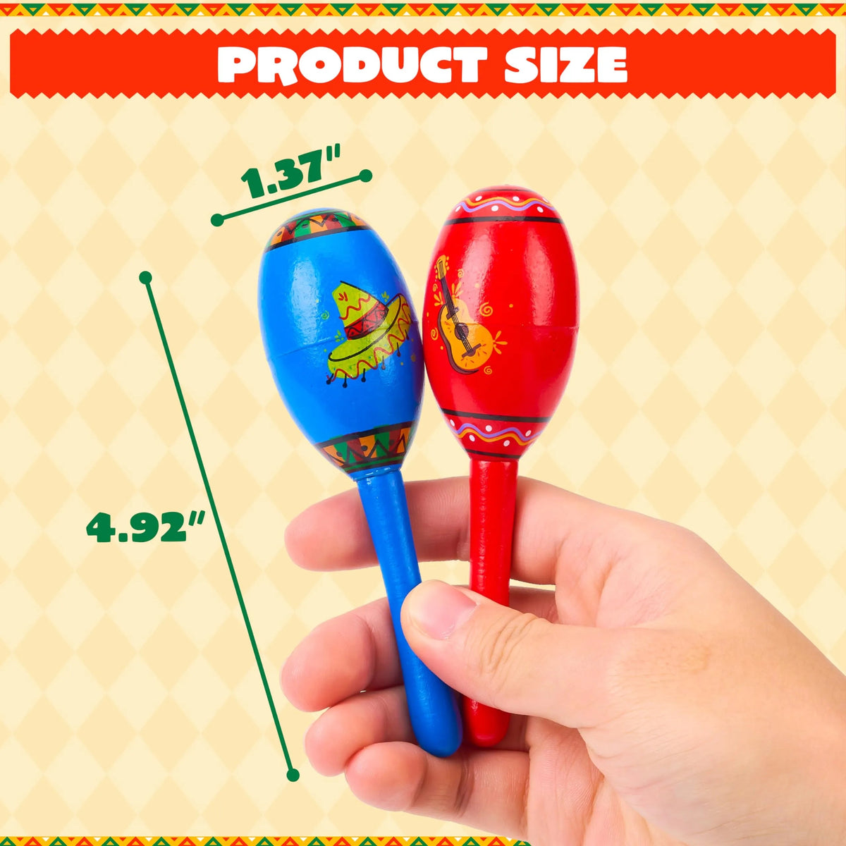 6-Piece Mini Wooden Maracas for Kids - Cinco De Mayo