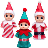 3-Pack Colorful Vinyl Face Plush Dolls for Christmas