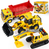 Construction Site Play Set with Excavator, Dump Truck, and Loader