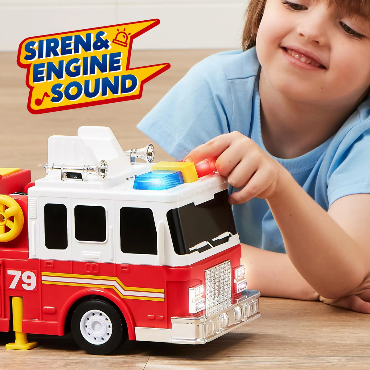 Extra Large Fire Truck Toy for Boys with 33-Inch Ladder, Gift for Ages 3+