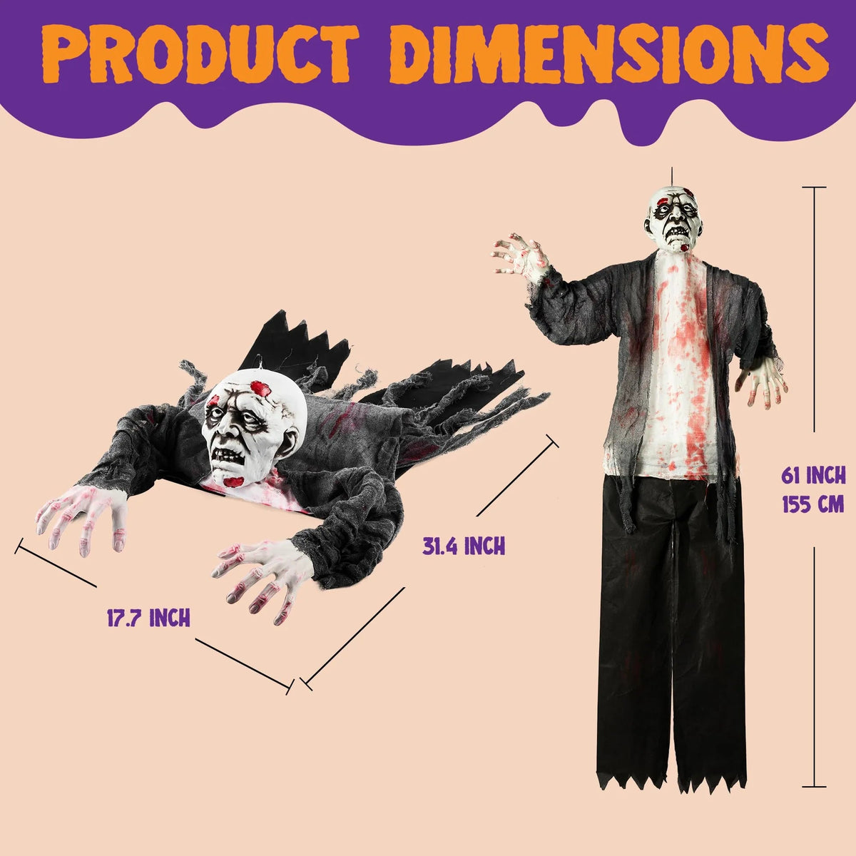 Halloween Zombie Groundbreaker with Posable Arms