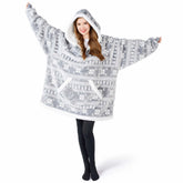 Adult Fleece Sherpa Snowflake Wearable Blanket Hoodie