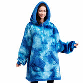 Adult Sherpa Wearable Blanket - Dark Blue Tie Dye